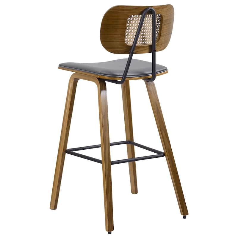 26-inch Wood Counter Height Bar Stools with Rattan Back