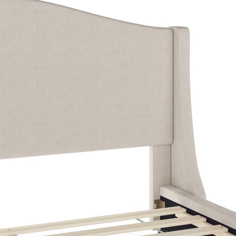 Martha Stewart Upholstered Platform Bed with Curved Headboard