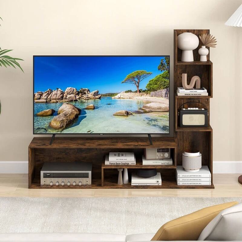 Cube TV Stand for TVs up to 50" Console Table W/ L-shaped Shelves - 58 inches