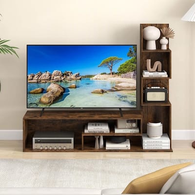 Cube TV Stand for TVs up to 50" Console Table W/ L-shaped Shelves - 58 inches