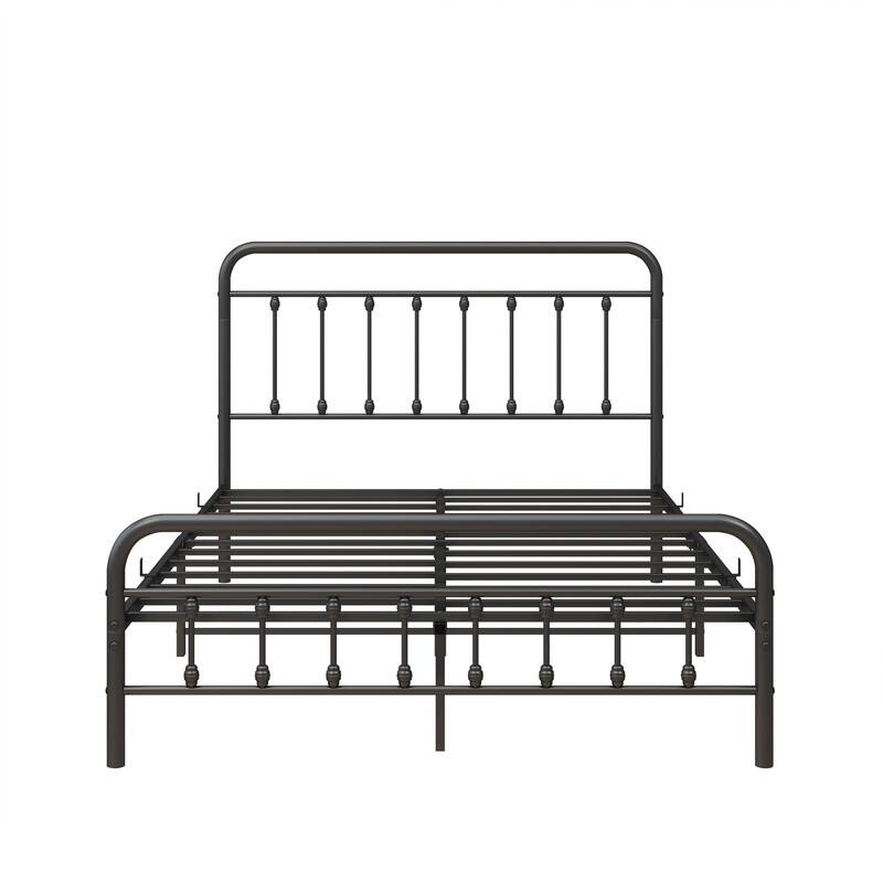 Metal Platform Bed Frame featuring a Headboard, Sturdy Slat Support, No Box Spring Required, and Easy to Assemble‌.