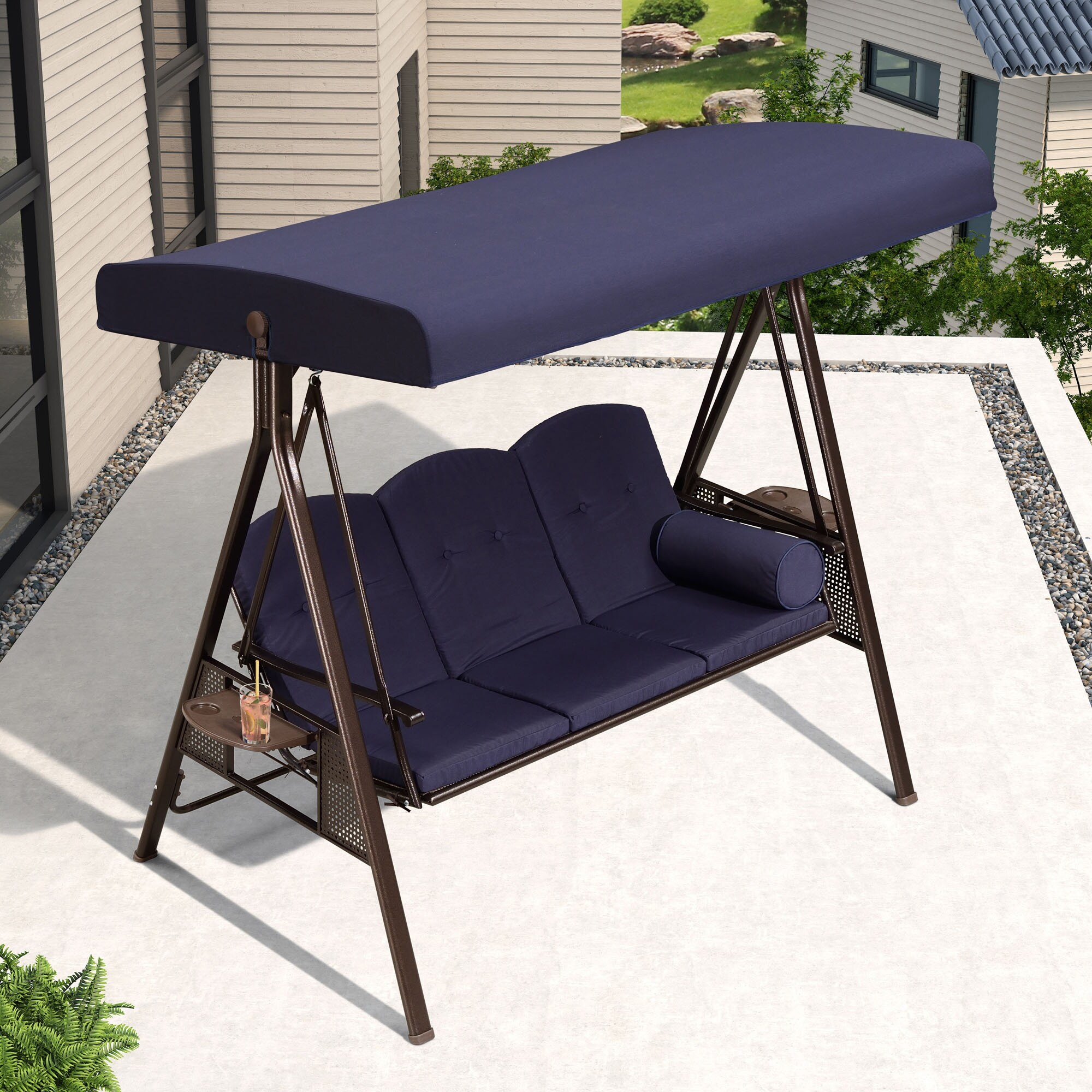 PURPLE LEAF Deluxe Outdoor Patio Porch Swing with Weather