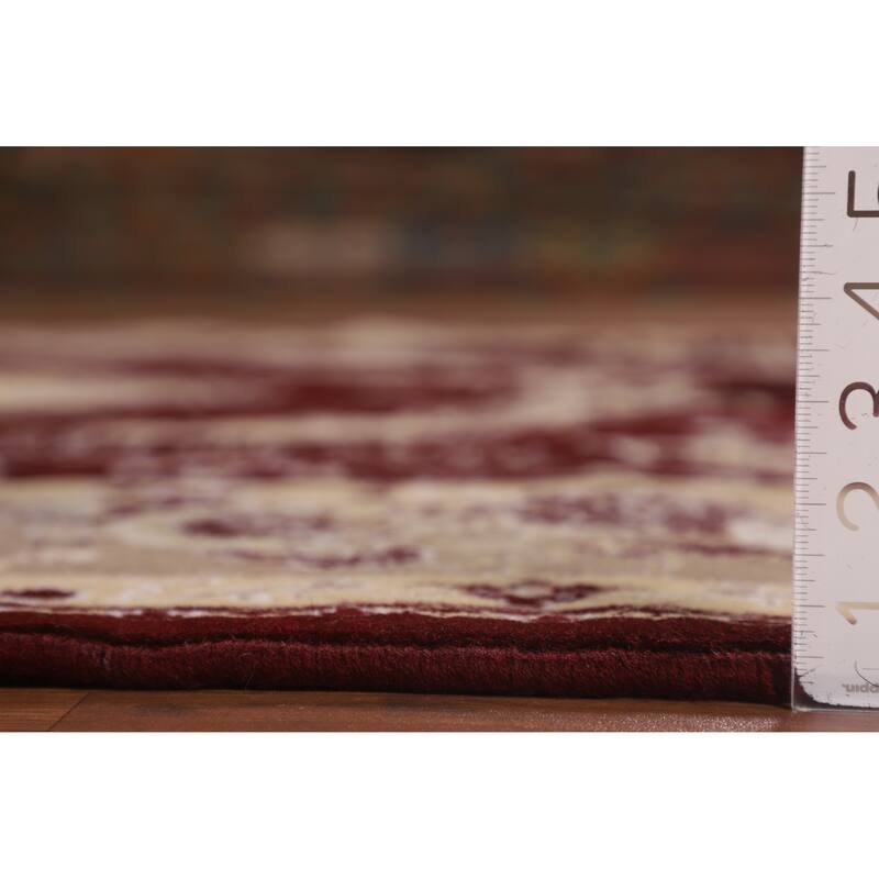 Red Victorian Style Kashan Turkish Area Rug Machine Made Floral Carpet - 6'6" x 9'10"