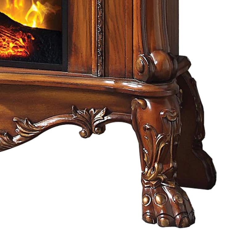 Ally 47 Inch Electric Fireplace, Scrolled Trim, Remote, Timer, Oak Brown