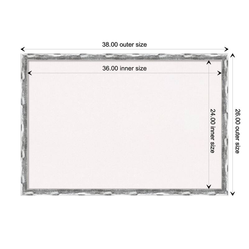 Scratched Wave Chrome Framed White Corkboard Bulletin Board - Board Size 36x24
