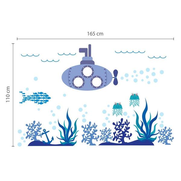 dimension image slide 1 of 2, Walplus Kids Ocean World with Frames Wall Sticker Nursery Decor Decal