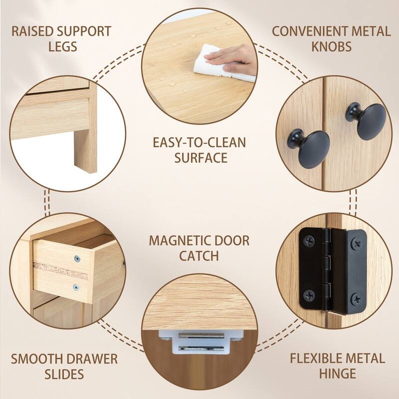 Bathroom Storage Cabinet with 2 Doors and 1 Drawer