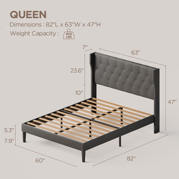 Modern Upholstered Platform Bed Frame, Velvet Bed Frame with