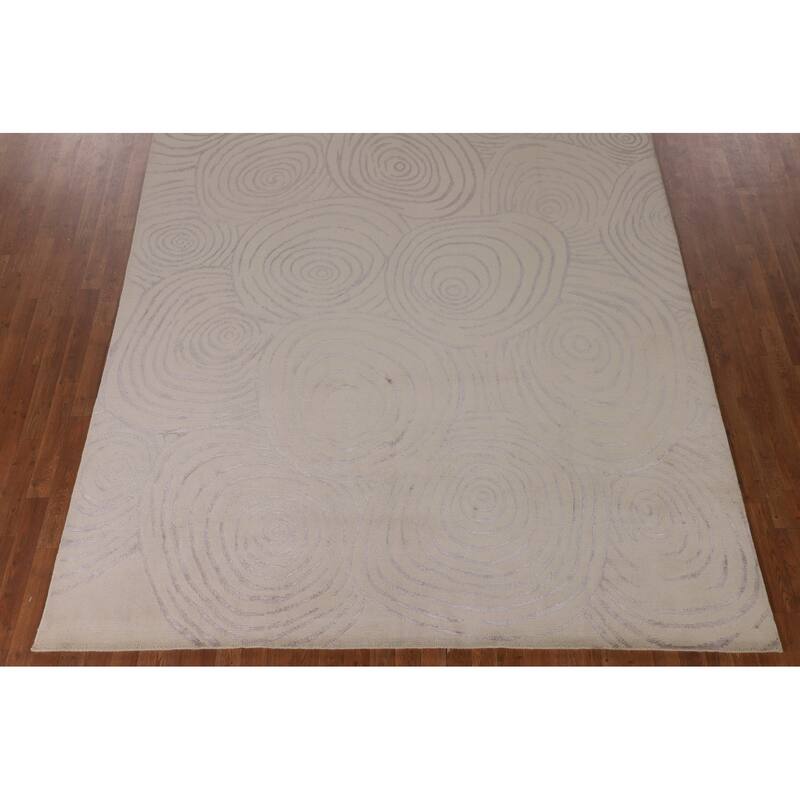 All-Over Abstract Modern Area Rug Hand-Knotted Wool Carpet - 7'11"x 9'9"