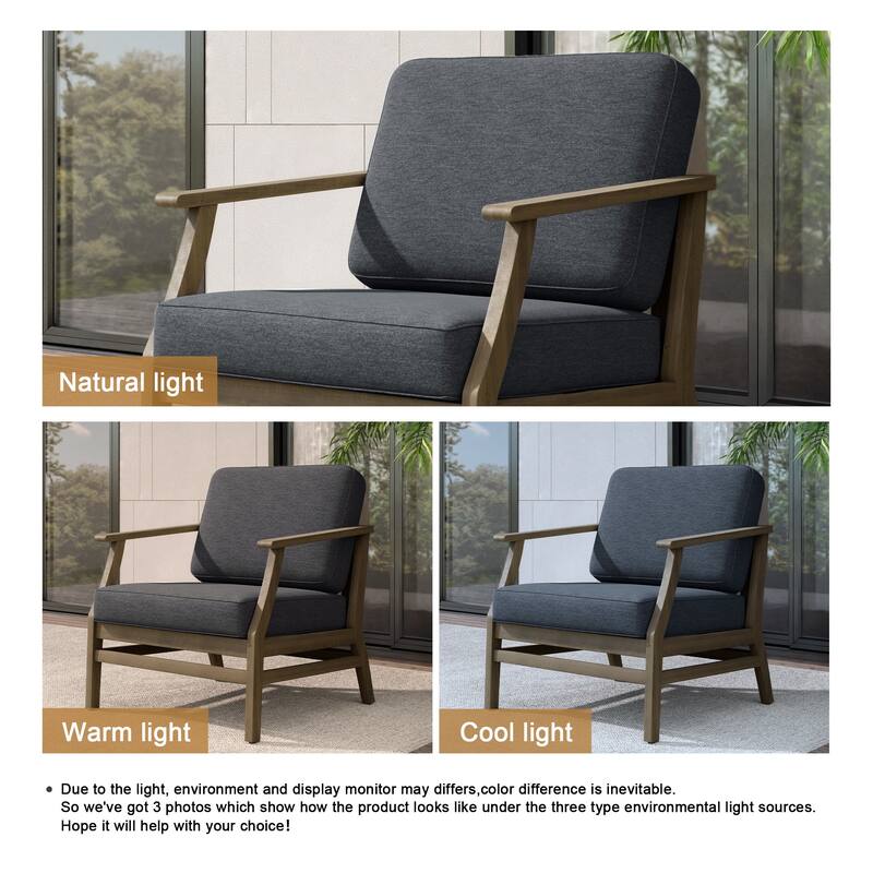 Teak Outdoor Patio Club Chairs Loveseat with Cushions