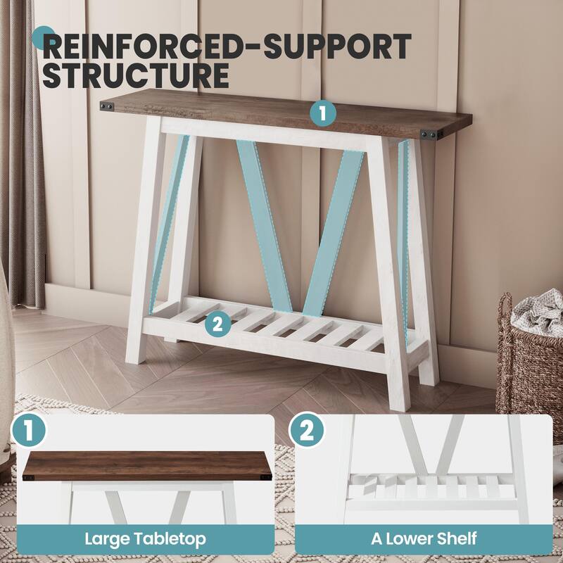 Crestlive Console Table, Entryway Table, Sofa Table with 2-Tier Storage