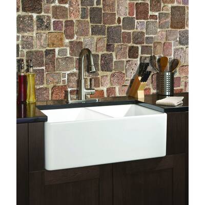Fine Fixtures Fireclay Apron 32.5-inch White Double Kitchen Sink