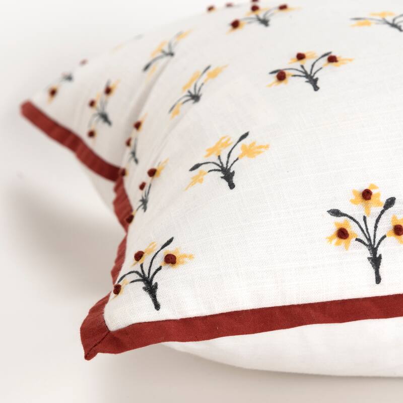 Rizzy Home Boho Floral Rust/Yellow Throw Pillow