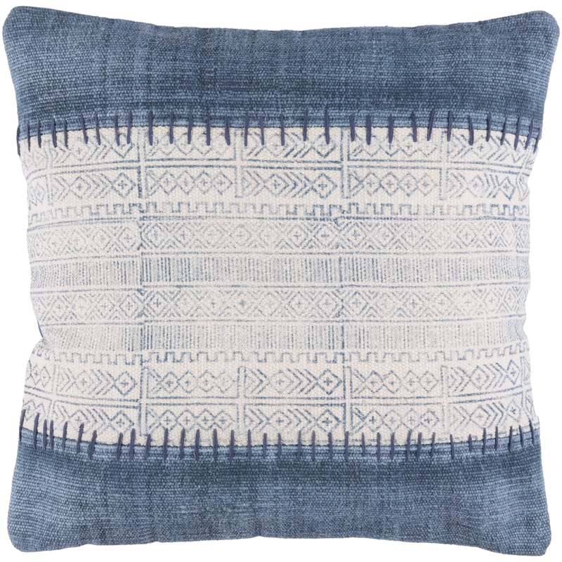 Decorative Hutchence Blue and Cream Throw Pillow or Cover