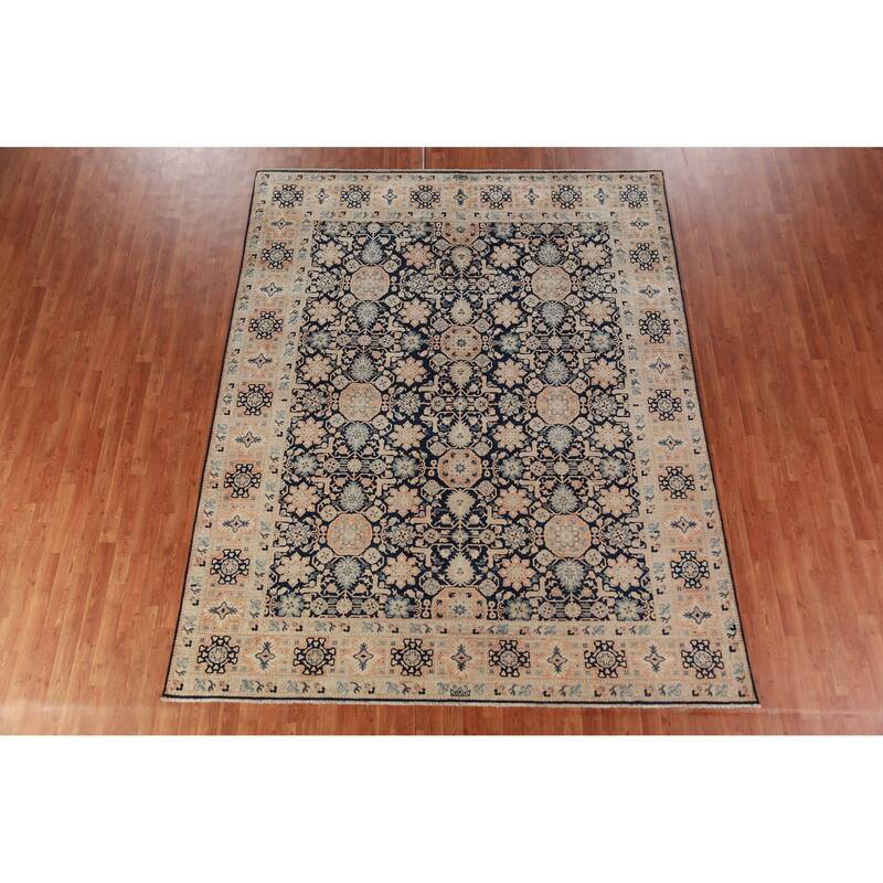 Vegetable Dye Blue Ziegler Oriental Area Rug Hand-Knotted Wool Carpet - 8'1"x 10'1"