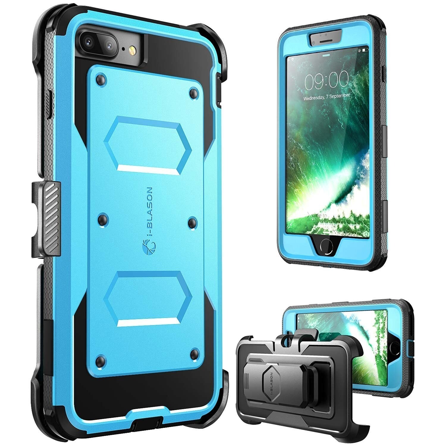 i blason iphone 7 plus case armorbox built in bumper case blue