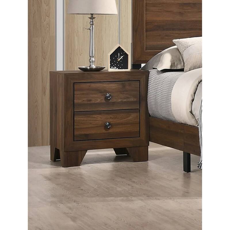 Transitional Brown Cherry Nightstand with Two Drawers - Brown