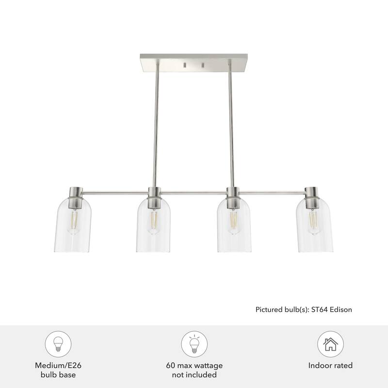 Hunter Lochemeade 4-Light Linear Chandelier - Dining Room, Kitchen Island - Modern Farmhouse, Transitional, Industrial