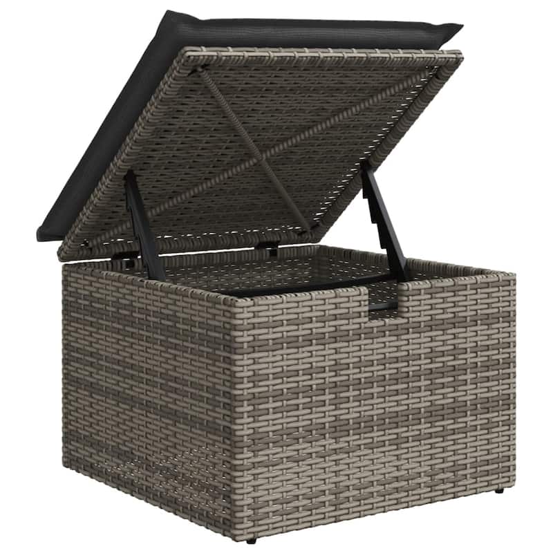 vidaXL Patio Sofa Set with Cushions Outdoor Furniture 9 Piece Poly Rattan - 21.7 x 39.4 x 28.7 in