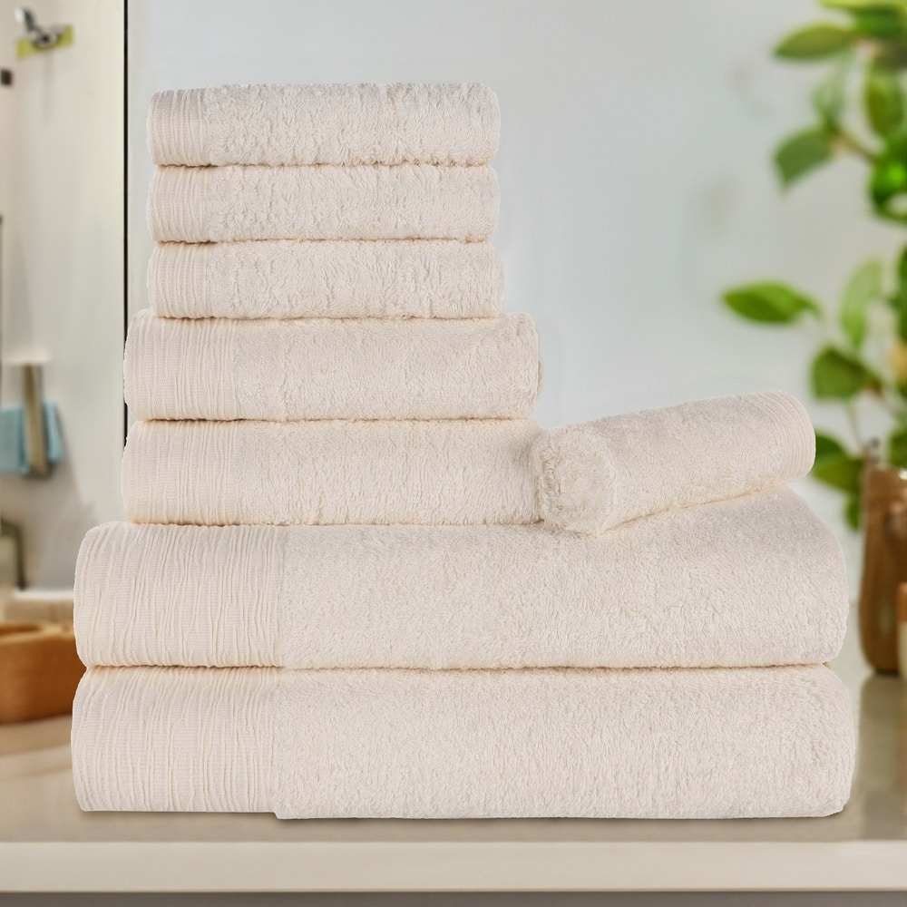 Superior Sierra Rayon From Bamboo Cotton Blend 8 Piece Bathroom Towel Set