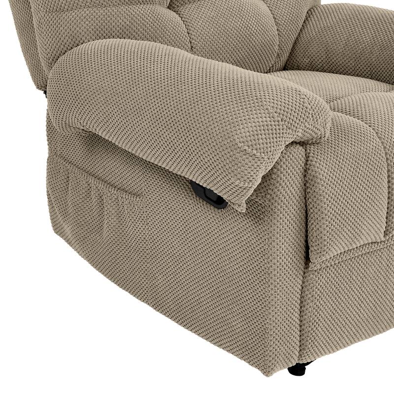 Recliner Chair, Overstuffed Armchair, Manual Recliner, Padded Footrest, Ergonomic Lounge Chair, Soft Fabric Recliner