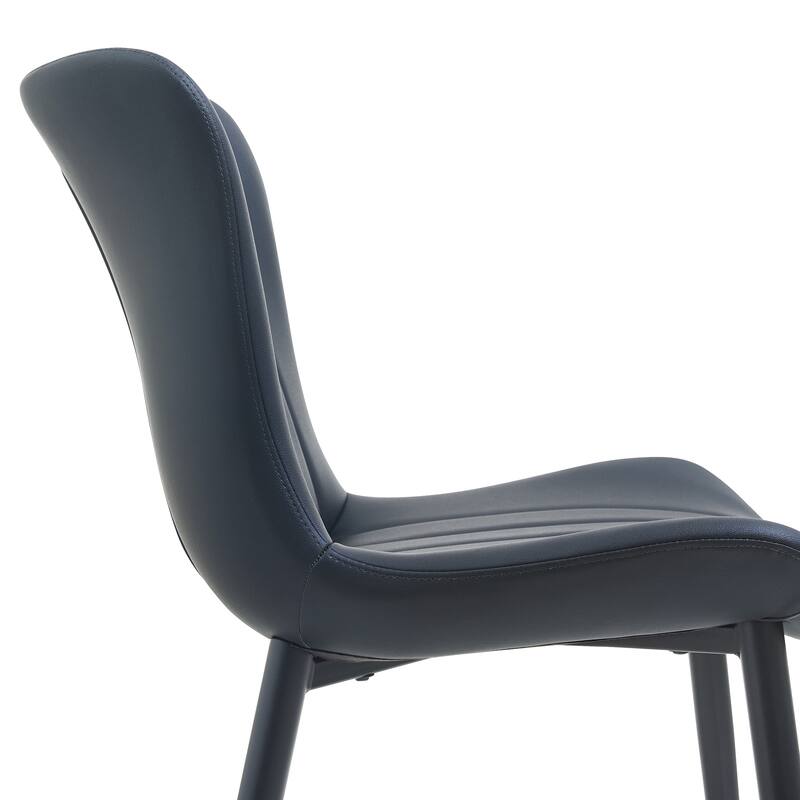 Set Of 2 Black Dining Chairs: Faux Leather Mid-Century Modern Accent Chairs For Kitchen,Dining Room,Living Room,And Reception