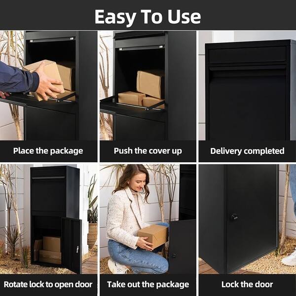 Outdoor Package Delivery Box – Anti-Theft Lockable Storage For Porch, 15.2x16.8x40.2 Inches, Gray