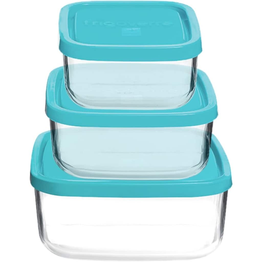 Bormioli Rocco Frigoverre 3 Piece Square Food Storage Container Set - 25.25 oz
