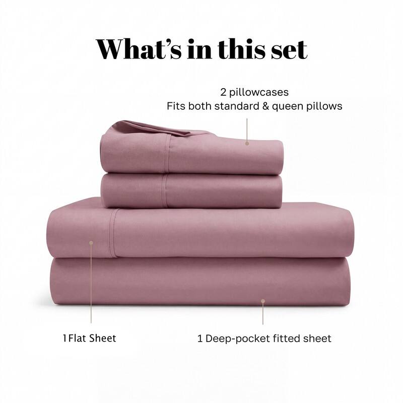Superior Egyptian Cotton 530 TC Sheet Set Sateen Weave, Deep Pocket, Ultra‑Soft & Breathable Bedding