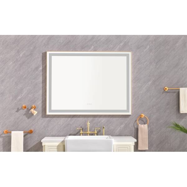 48 x 36 Inch LED Lighted Bathroom Anti-Fog Wall Mounted Mirror - Bed ...