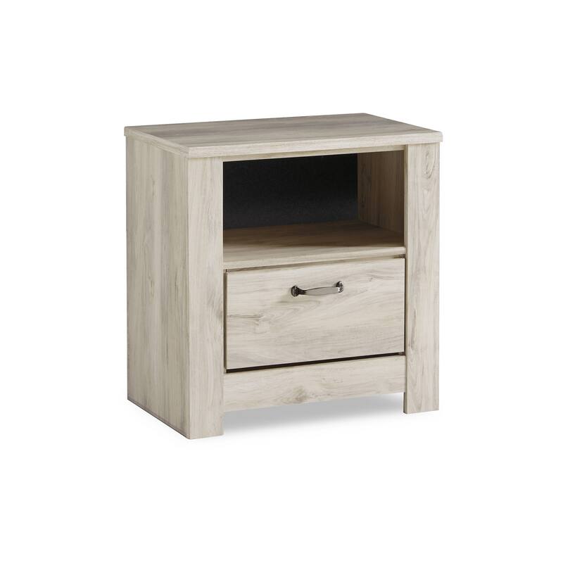 Simon Nightstand, Drawer and USB, Rustic Gray Laminate Whitewash