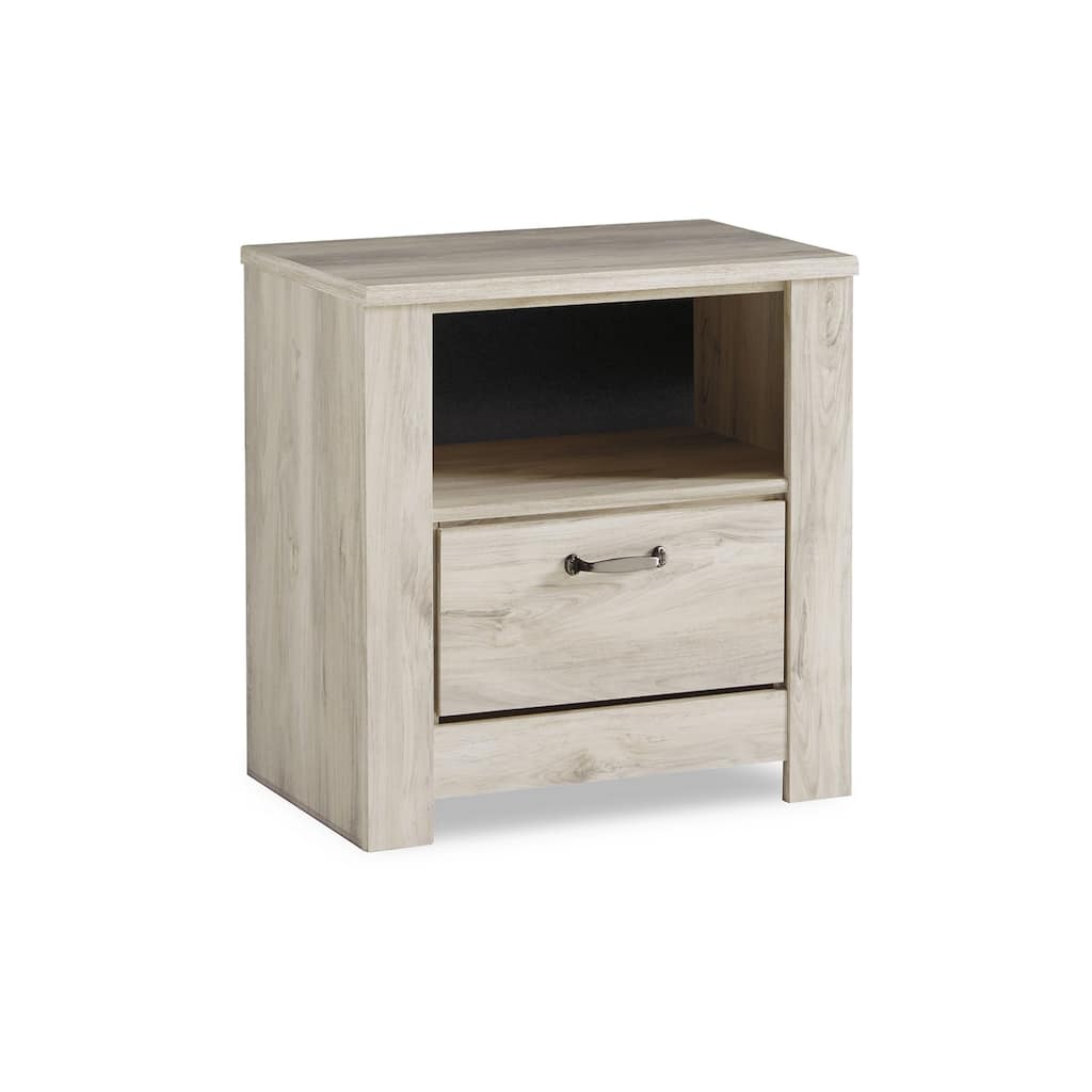 Simon Nightstand, Drawer and USB, Rustic Gray Laminate Whitewash