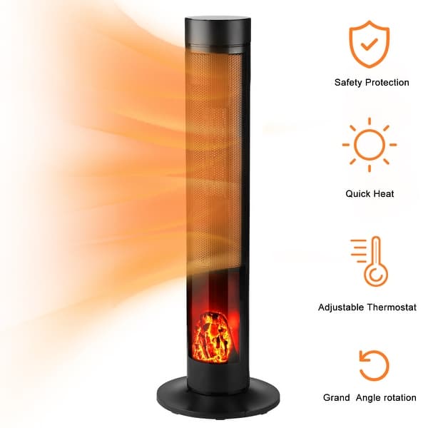 slide 1 of 6, Ainfox Space Heater Electric with Realistic Flame,Portable Heater with Remote Control