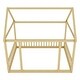 preview thumbnail 10 of 37, Full Size Pine Wood Floor Wooden Bed with House Roof Frame and Safety Guardrails