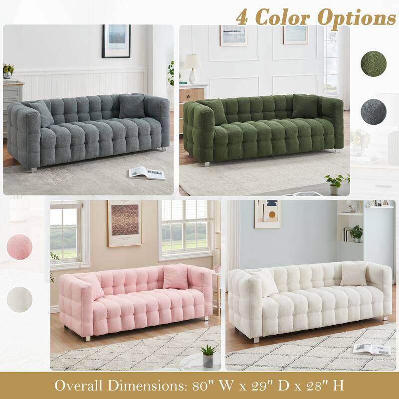 Premium 80-inch Wool Sofa with High-Density Foam Filling and Bonus Cushions