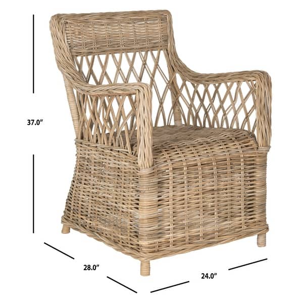 dimension image slide 1 of 2, SAFAVIEH Rural Woven Dining Hinaku Kubu Natural Rattan Arm Chair - 24" x 28" x 37"