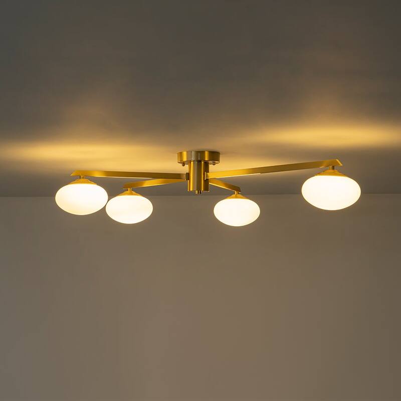 Mid-century Modern Oval Glass Accents Semi-flush Mount
