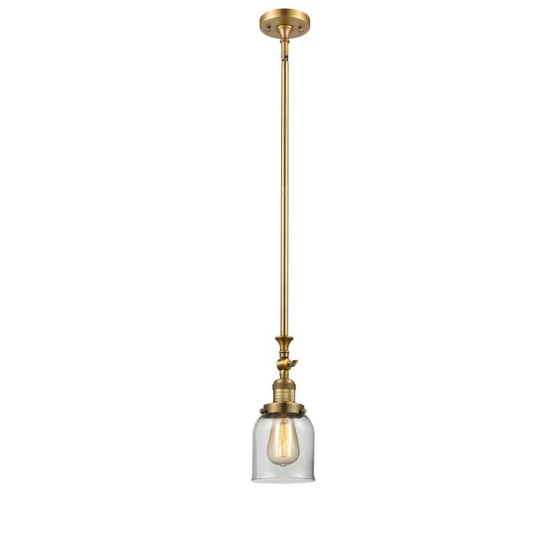 Innovations Lighting Small Bell 5" Wide Adjustable Mini Pendant - Brushed Brass / Clear