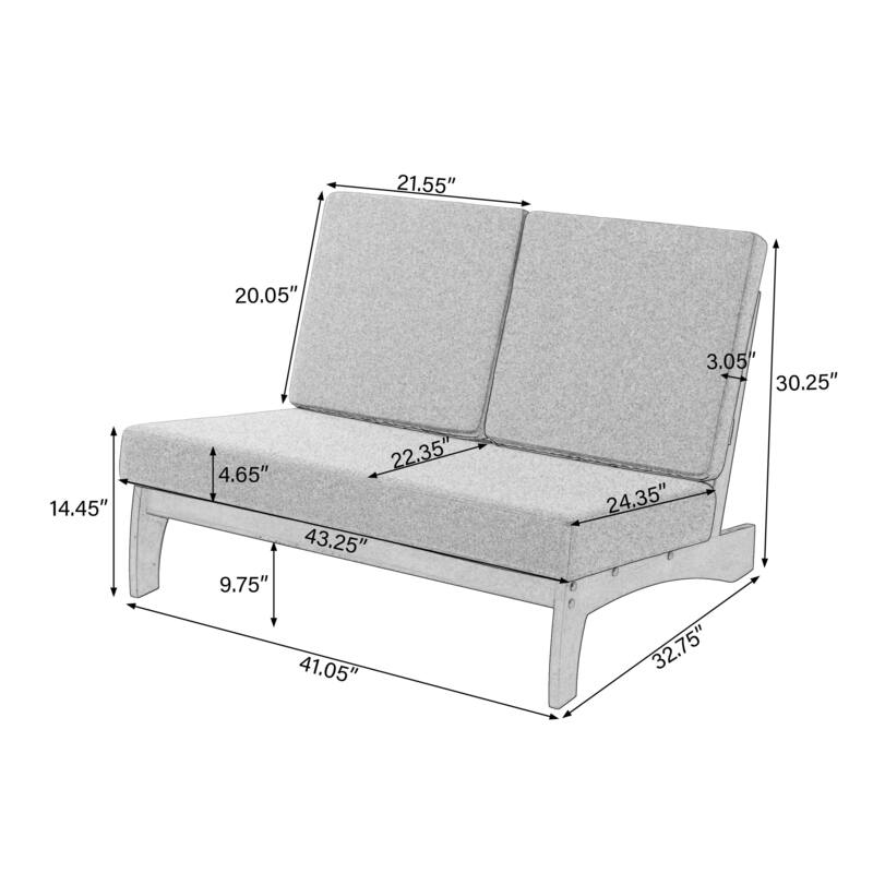 Outdoor Patio Furniture Acacia Wood Club Chair Set with All-Weather Cushions
