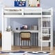 preview thumbnail 12 of 16, Twin Size Loft Bed with L-shaped Desk, Wardrobe and Storage Shelves, Grey