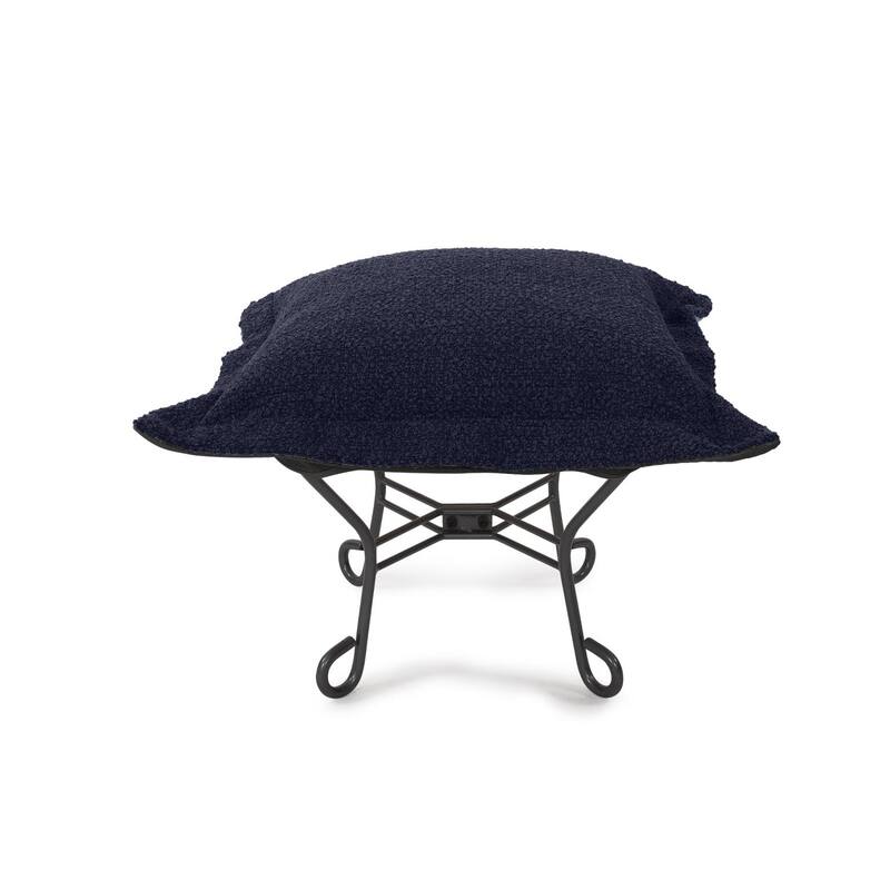 Allan Andrews Scroll Puff Ottoman with Titanium Frame & Cover, Barbet Collection