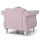 preview thumbnail 4 of 2, Solid Velvet Accent Chair with Round Pillow - 39" - Pink