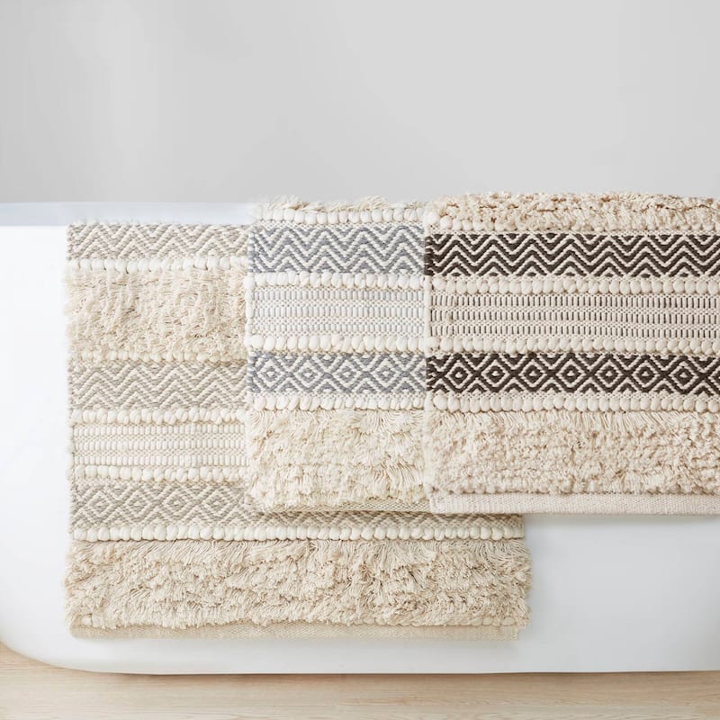 INK+IVY Asher Woven Texture Stripe Bath Rug