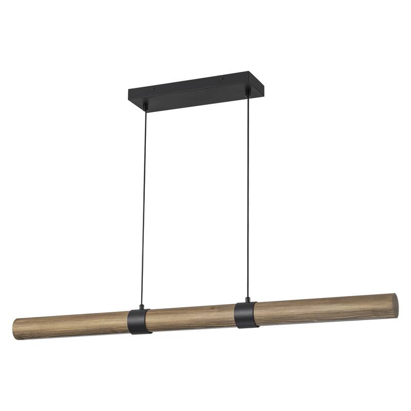 41.3 in. Farmhouse Rustic Linear Wood Integrated LED 3000K Pendant Light