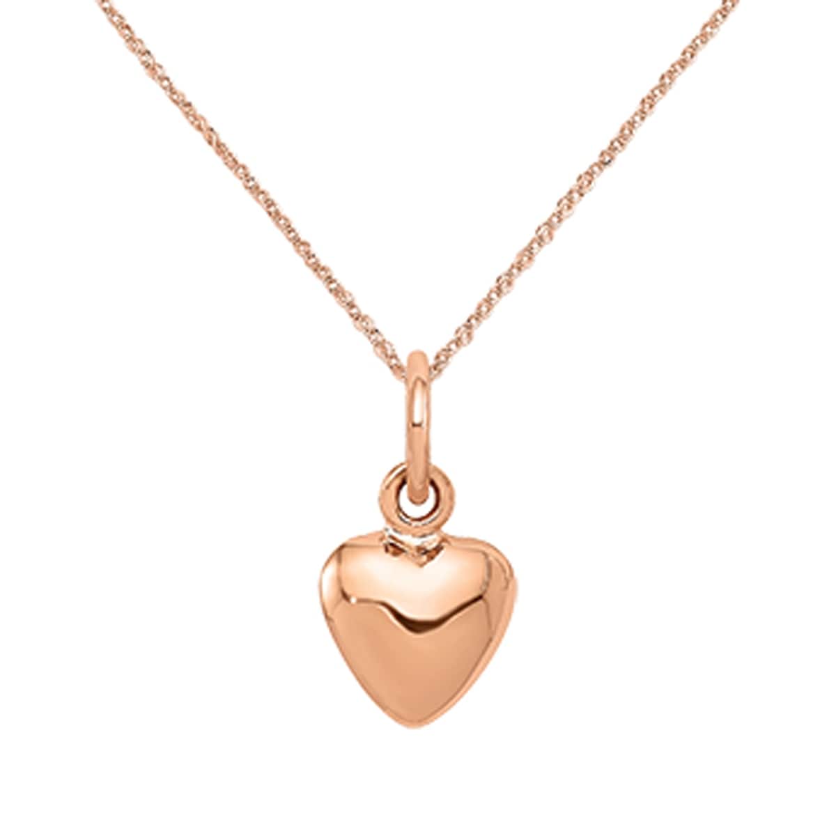 Heart Pendant with Flowers Charm Solid 14k Yellow White Rose Gold Diamond Cut Tri Color 15 x 18 mm