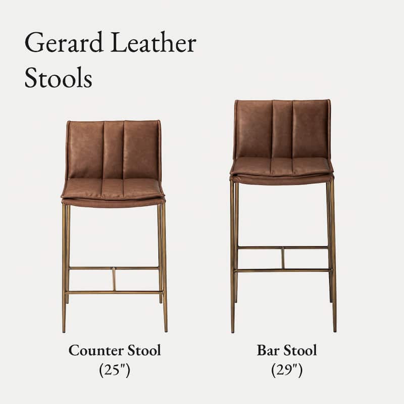 Maven Lane Gerard Bar Metal & Vegan Leather Kitchen Dining Stool