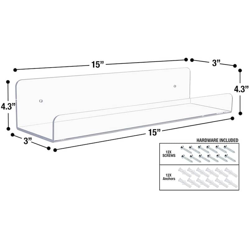 Acrylic Wall Ledge Floating Shelf Rack Organizer Invisible Decor Style