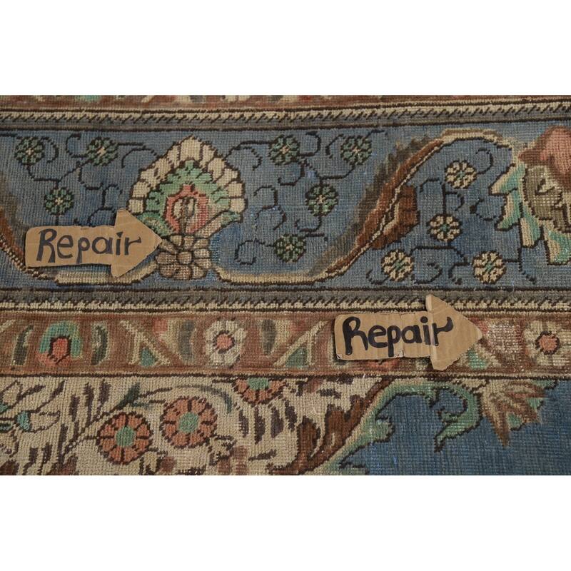 Blue Tabriz Persian Rug Oriental Handmade Wool Carpet - 9'6"x 13'1"
