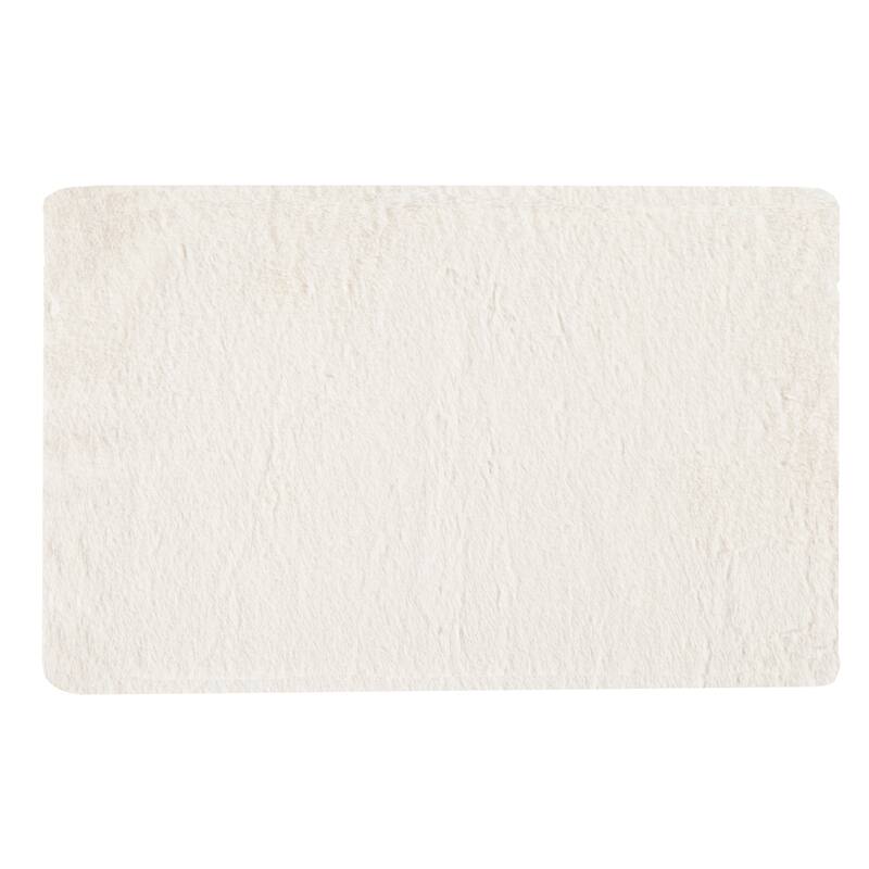 Fake Fur Bath Mat 21x34Inch Nonslip Jacquard Fake Rabbit Fur Rug by