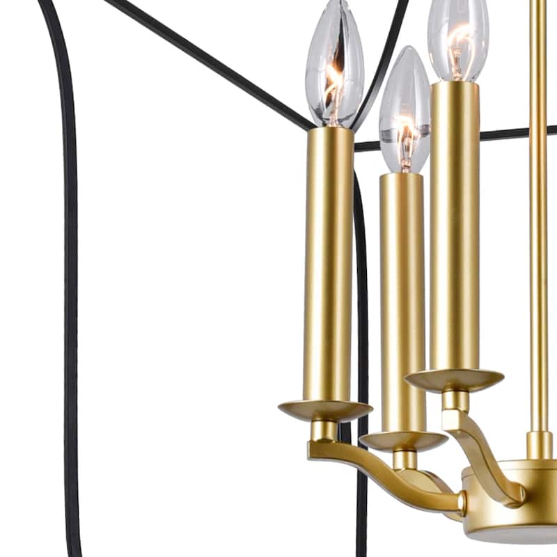 Tudor 6 Light Chandelier With Satin Gold & Black Finish - Satin Gold